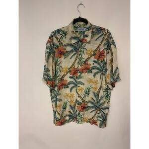 Tropical Hawaiian  Palm Trees Button Down Causal Mens Shirt SZ L